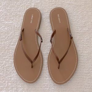 NWOT LANDS’ END LEATHER FLIP FLOP